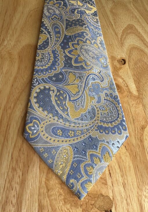 Geoffrey Beene Other - Geoffrey Beene Vintage Paisley Neck Tie 100% Silk Gold Blue Wedding Guest